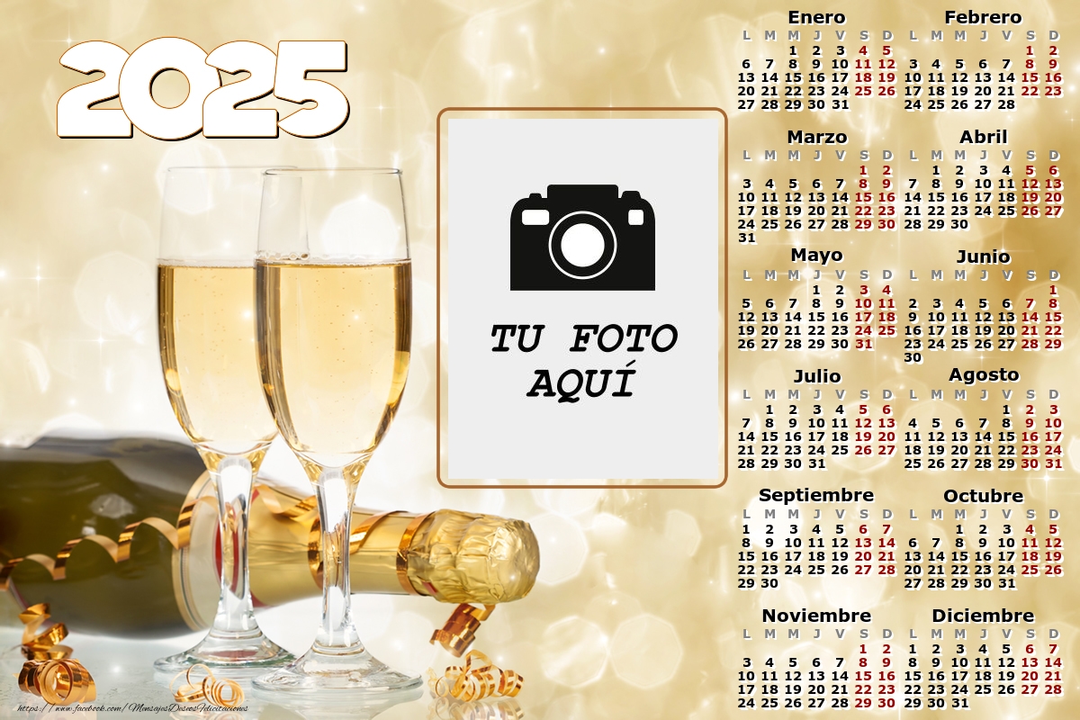 Calendario 2025 con foto Champagne Modelo 003 Calendarios