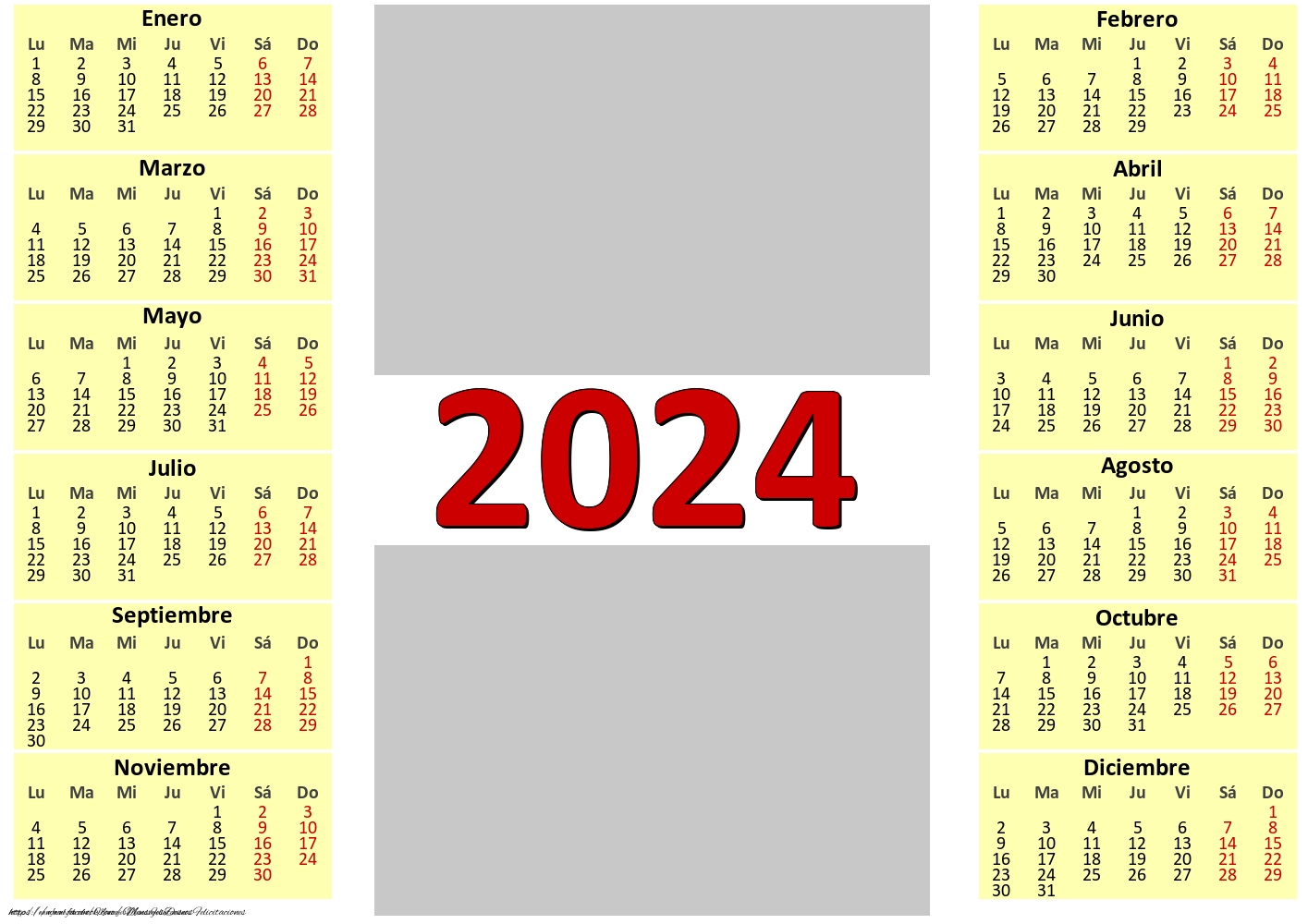 Calendario 2024 con dos fotos Modelo 0012 Calendarios Personalizados