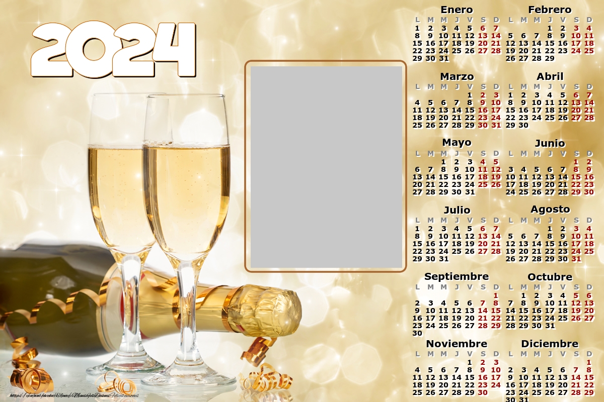 Calendario 2024 con foto Champagne Modelo 003 Calendarios